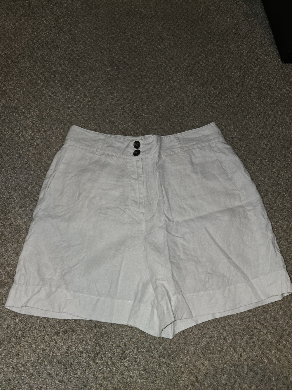 Boden White High-Waist Linen Blend Women’s Shorts Size 10